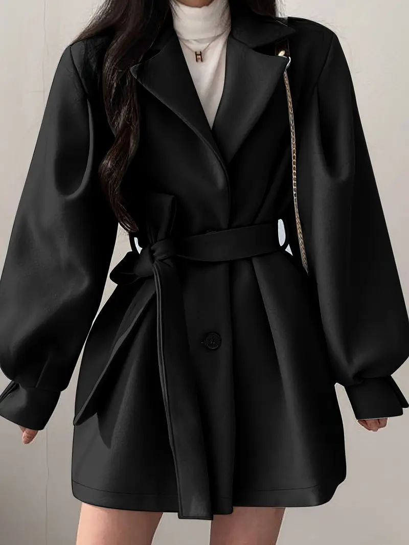 manteau d hiver beige pour femme - à col avec ceinture, manches courtes et structure rigide. col lavable machine idéal pour bureau, décontracté ou (automne/hiver) Détails du produit 8