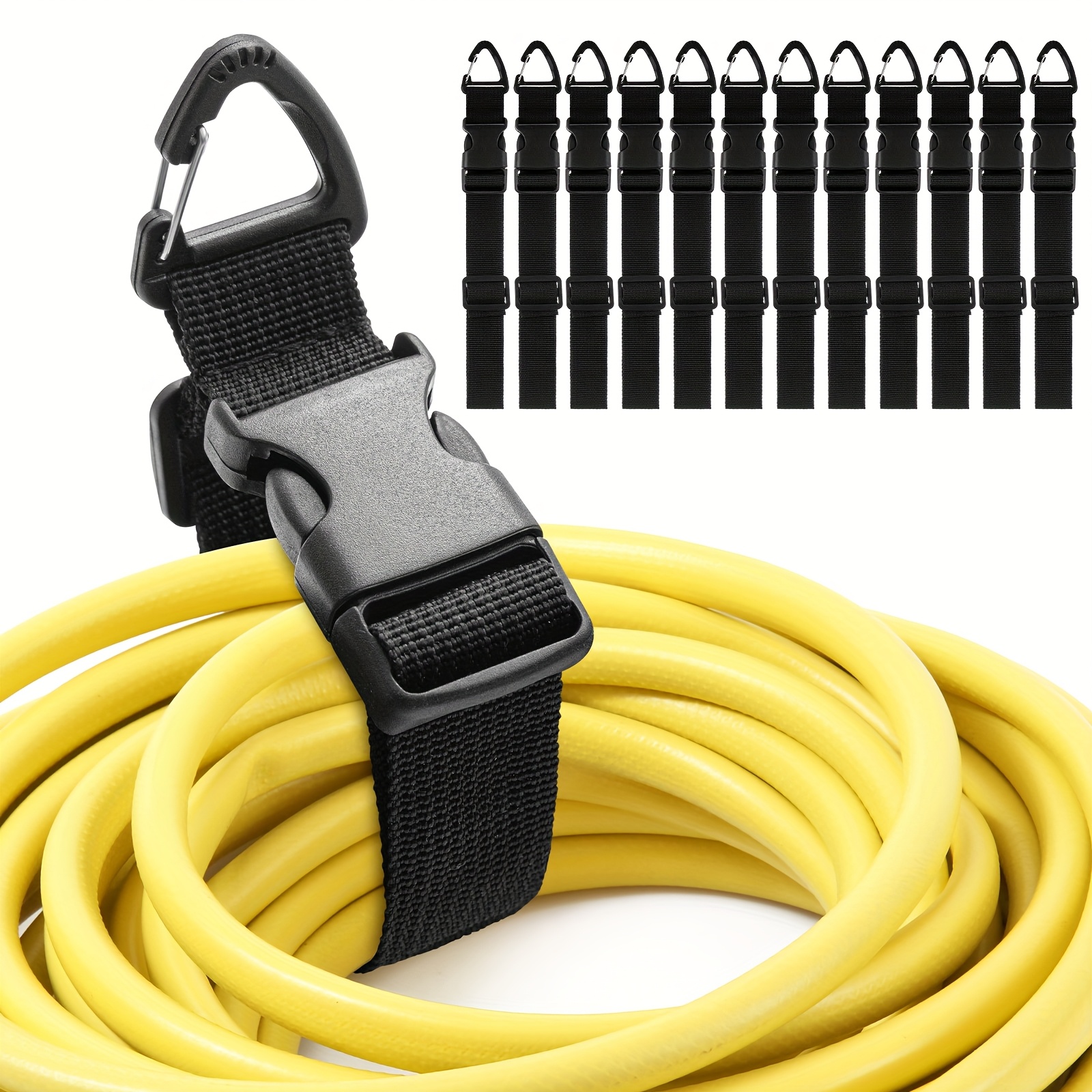 12 Pack Heavy-Duty Adjustable Extension Cord Holder Organizer with Triangle Clips & Storage Straps - 17 Inch Cord Hanger Suitable for Workshop, Garage, Cord Management, Shed Organization, for Stations, Space-Saving