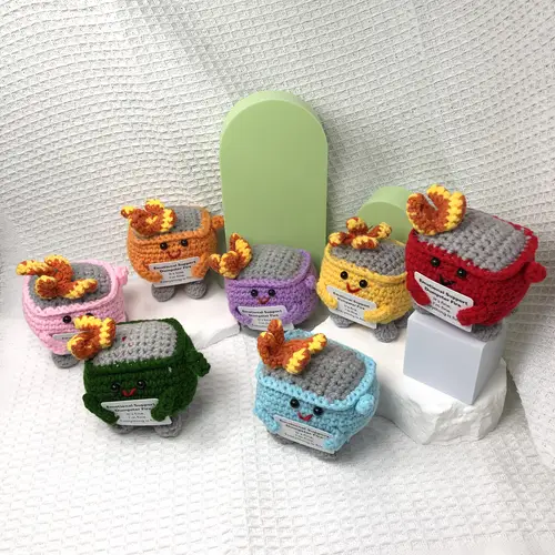 7pcs okra hand crocheted emotional support figurines polyester desktop decor with positive affirmation cards vibrant colors no battery needed valentines day christmas and party gifts okra