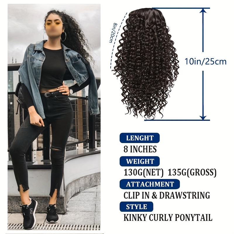 8 inch short   ponytail extensions for synthetic afro hair with 2 clips multi color options light brown to dark red secure drawstring closure for     ponytail hair extensions details 3