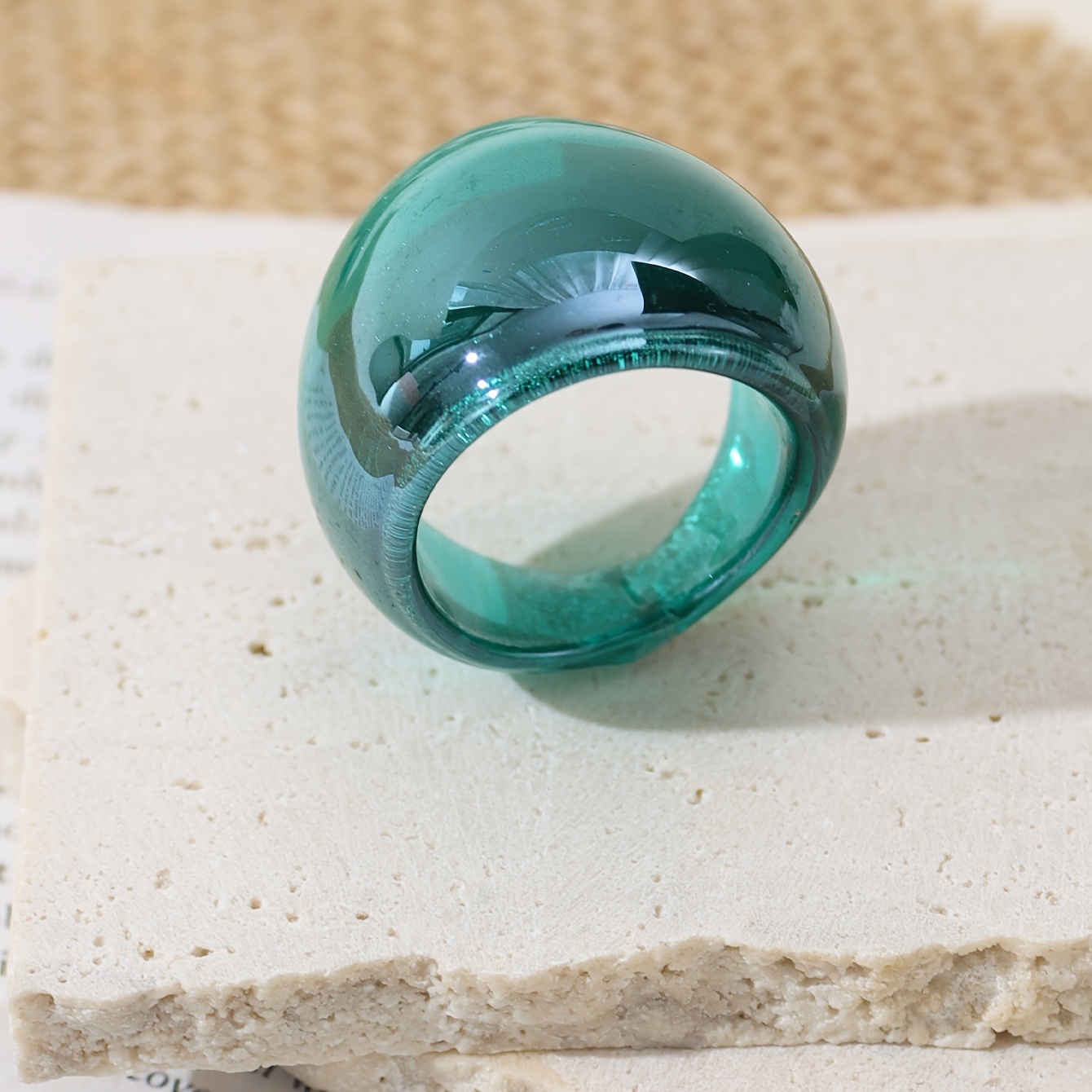 Colorful Bohemian Style Glass Ring Tropical Red Green Painted Ladies