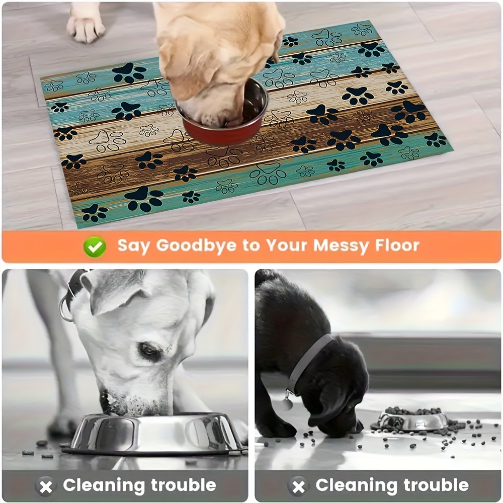 

Dog Feeding Mat Wood And Paw Pattern, Absorbent And - Bowl Mat, To , - Pet Feeding Mat For Use, Suitable And - 1