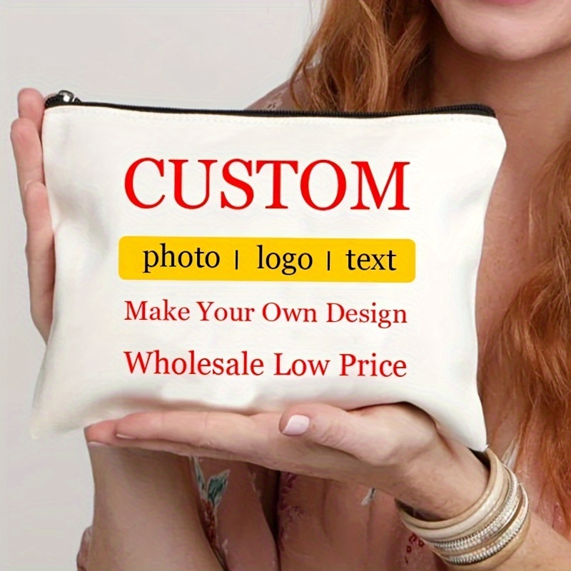 

Custom Photo & Text Makeup Bag - Personalized Canvas Cosmetic Organizer With Zipper, Lightweight & Fade-resistant, Travel & Bridesmaid Gifts, Makeup Bag, , Bridesmaid Gift, Travel Organizer