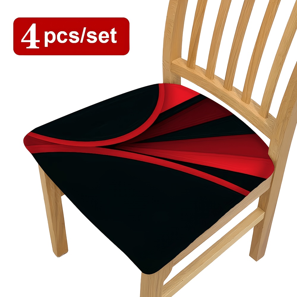 TEMU 2/4/6pcs, Black Background Red Line Pattern, Cushion Cover, Removable And Washable, Aesthetic And Durable Chair Seat Protector, Suitable For