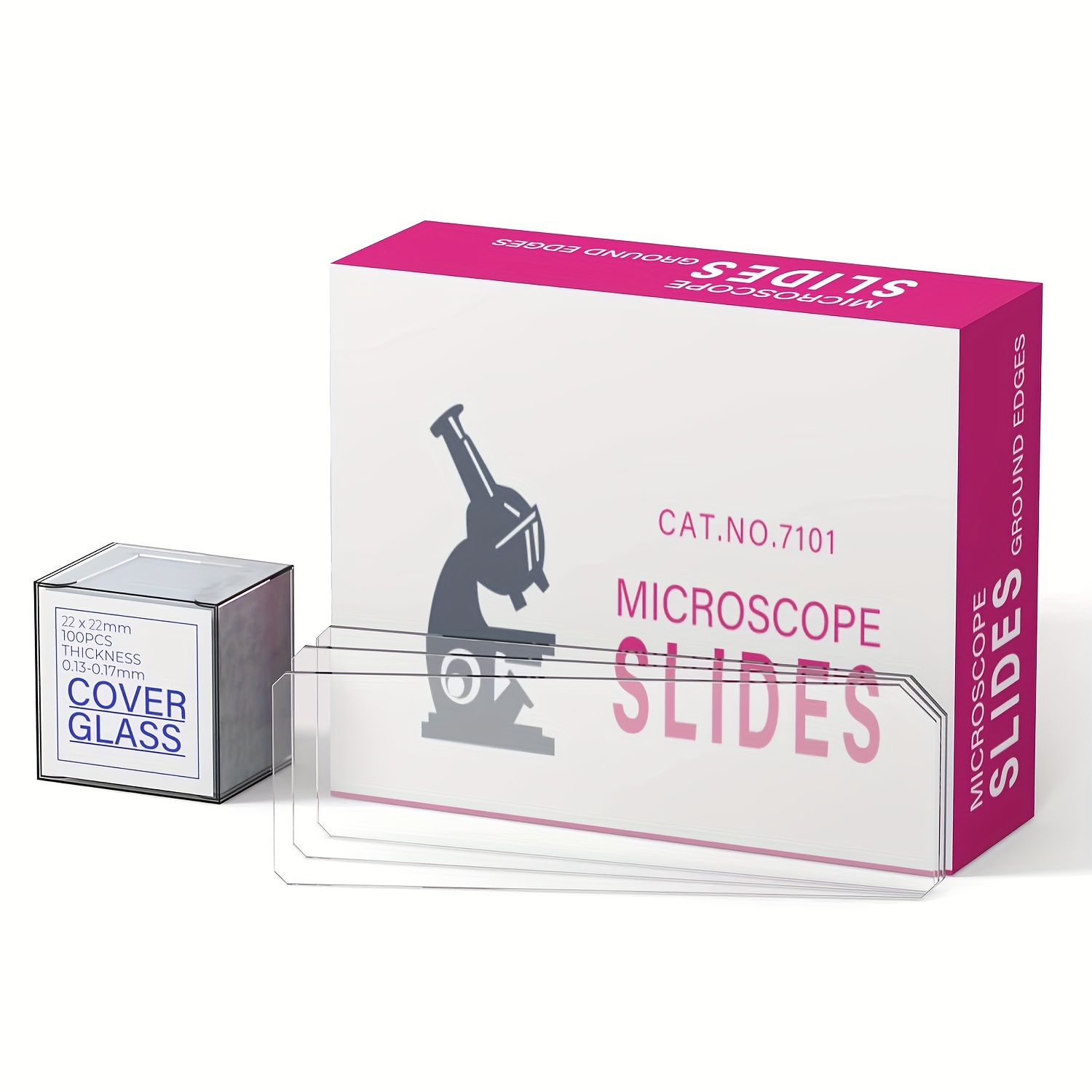 50pcs Microscope Slides With 100pcs Square Coverslips, Glass Material, For Laboratory And Educational Use, Microscopy Accessories | Transparent Slides | Precision Glassware