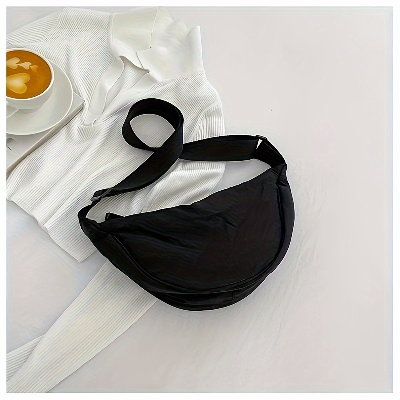 Simple Nylon Crossbody Bag, Lightweight Shoulder Bag For Daily Use, Foldable, Lightweight With Large Capacity & Zip Closure