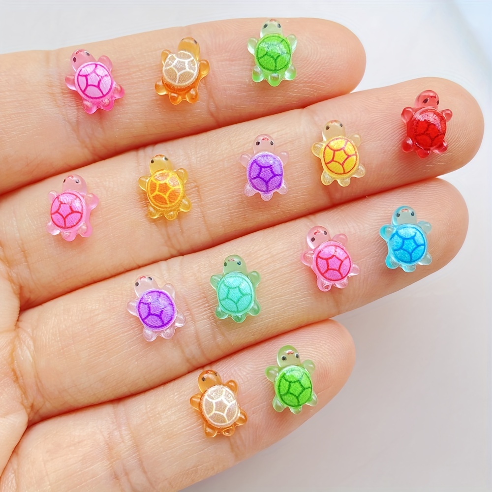 

50/100pcs Mini Turtle Charms - Resin Flatback Stones For Diy Nail Art, Scrapbooking & Jewelry Crafts