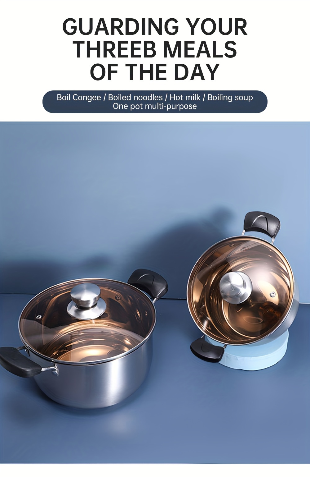 stainless steel soup pot with lid dual handle induction compatible dishwasher safe for home kitchen use details 5