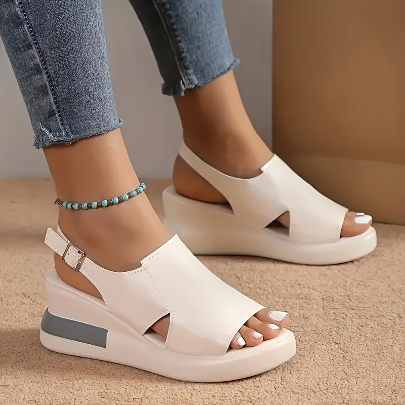 

Women's Wedge Heeled Sandals, Casual Open Toe Platform Summer Shoes, Comfortable Buckle Strap Sandals