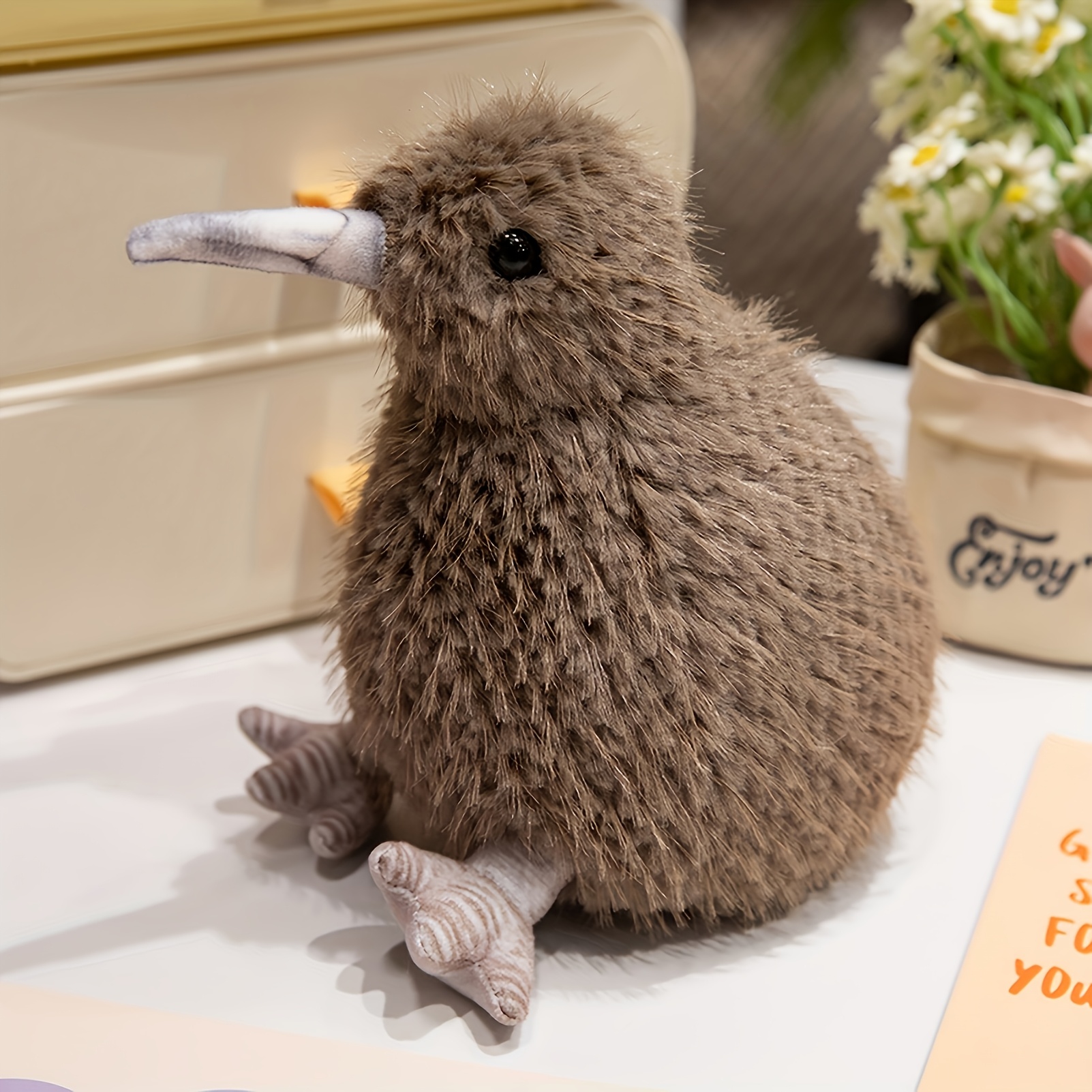 Image of 20cm/7.87in Realistic Kiwi Bird Plush Toy Soft Stuffed Animal Cute Fluffy Doll Gift For And Teens Birthday Holiday Present