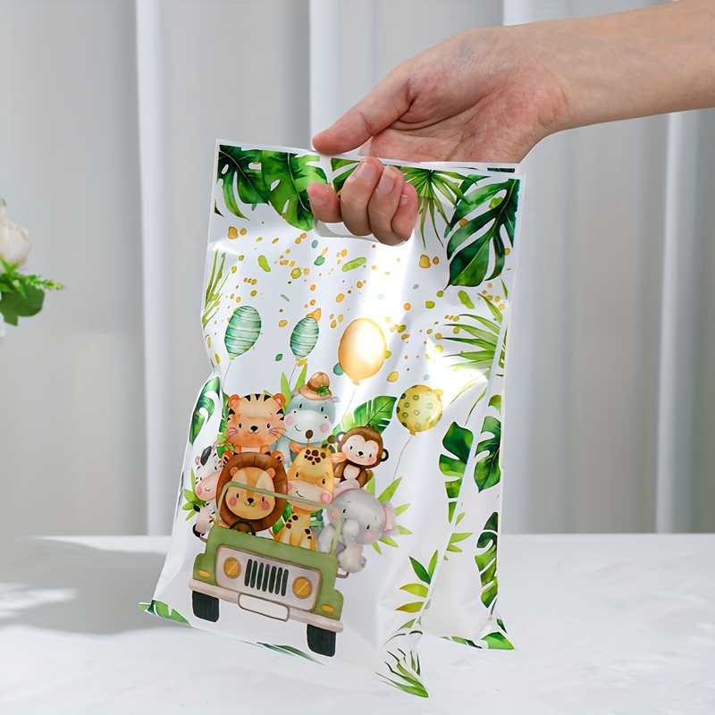 

10/25/50pcs,jungle Theme Handheld Candy Bag,animals Happy Birthday Party Decorations Tote Bags,birthday Wedding Party Gift Packaging Bag, Party Suppies,storage Bag