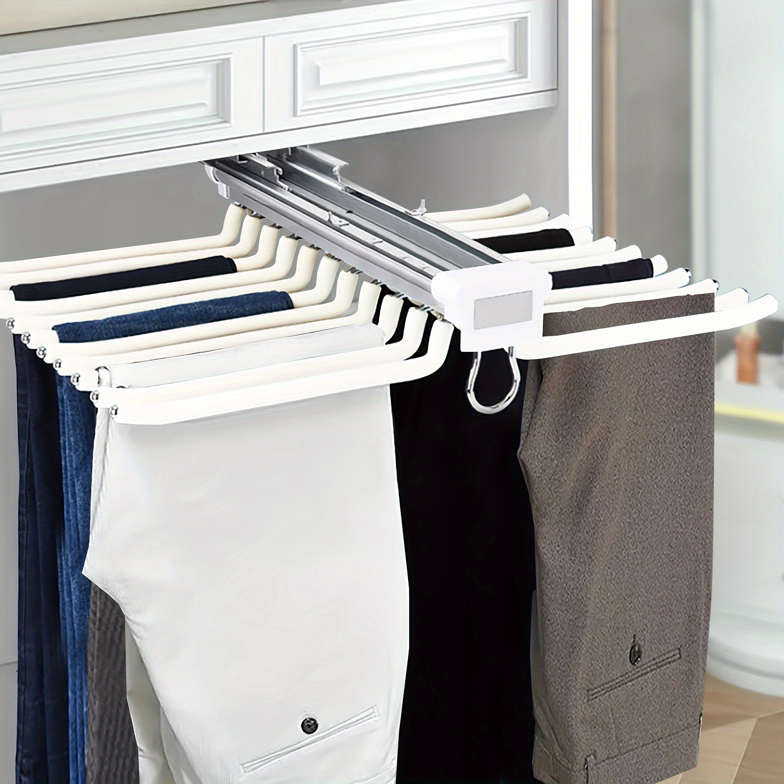 

Pull Out Trousers Rack 22 Arms Steel Pull Out Pants Rack Pants Hanger Bar Clothes Organizers For Closet For Space Saving And Storage