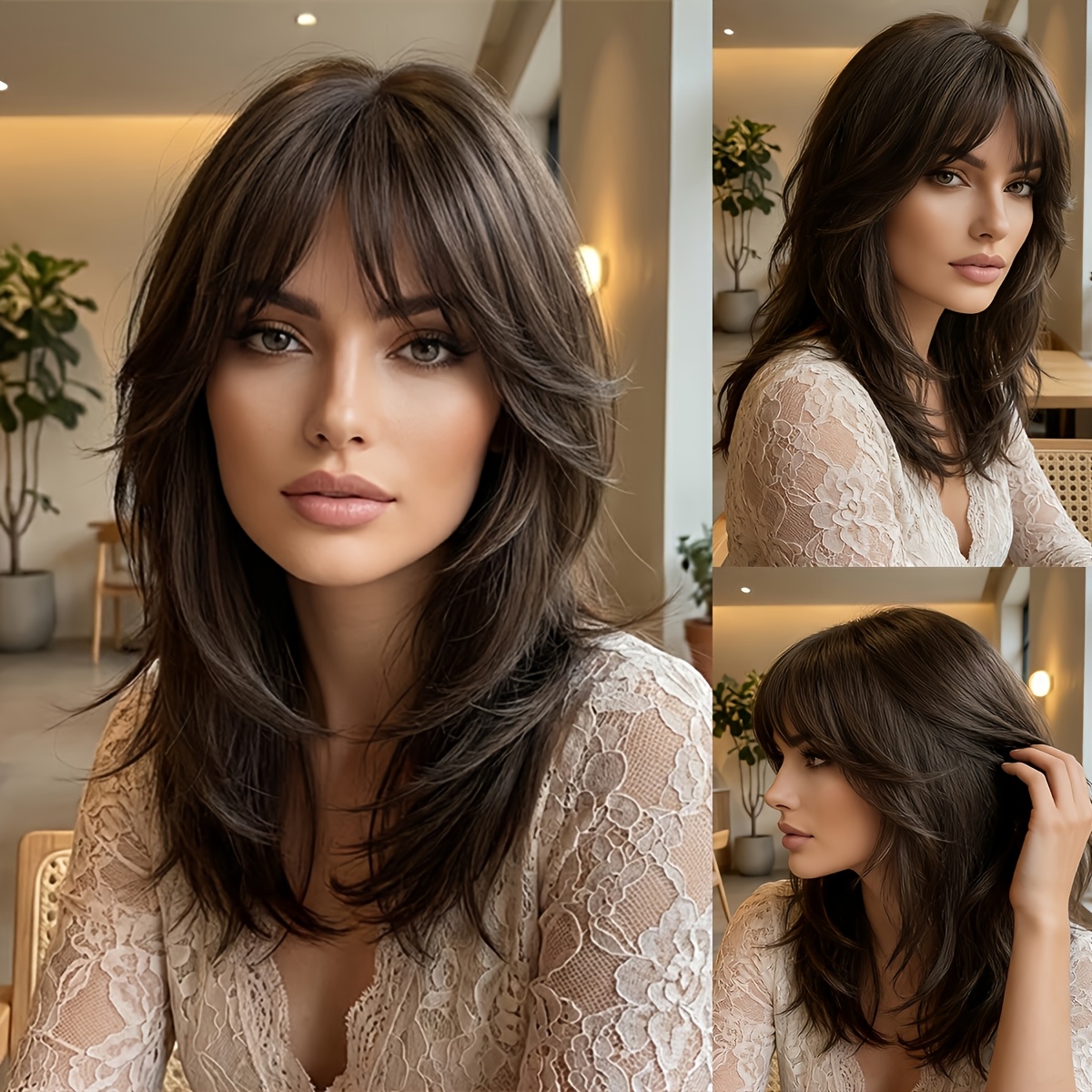 TEMU 18-inch Medium And Long Straight Hair Wig, Daily Versatile, Suitable For , Shopping, Comfortable Wear, Holiday Additions, Easy To Care For And