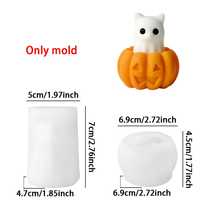 TEMU Resin Silicone Mold - Pumpkin Ghost Candle Silicone Mold, Puppy/kitten High Temperature Resistant Easy Demolding Reusable, Resin Candle Mold For