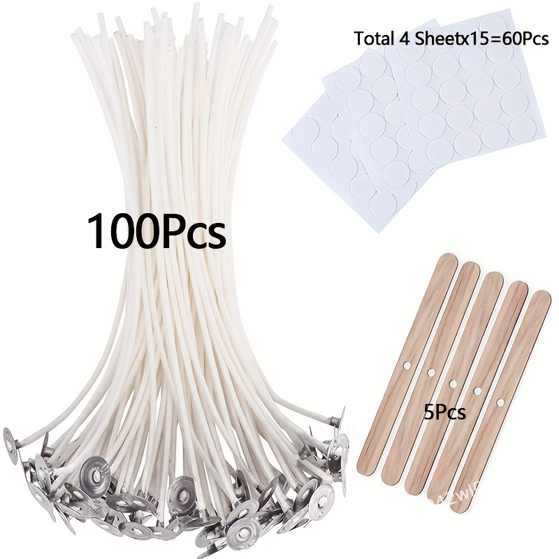 

100pcs Low Smoke Candle Making Kit - Pre-waxed Wicks With Stands, Diy Craft Candles Without Power Supply Needed, White Soy Wax Beeswax For Handmade Candles, Candle Making Supplies