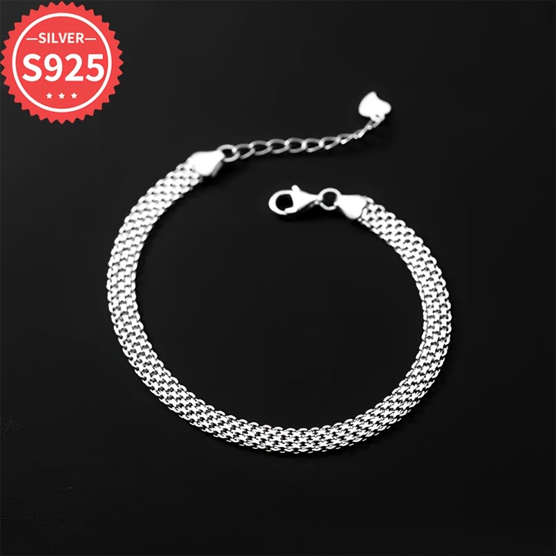 

925 Low Allergy Braided Chain Bracelet Fashion Lace Braided Round Bead Bracelet For Women 5.2g