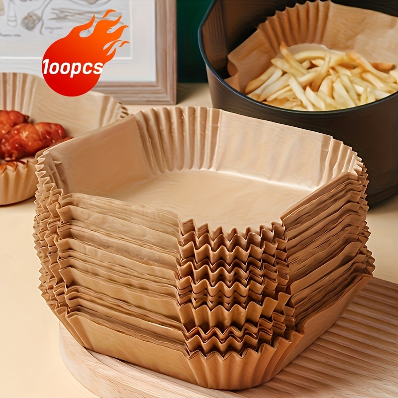Artikelbild 50/100 Stück Antihaft Air Fryer Einweg Backpapier Pads, passend für die meisten Modelle von Frittiergeräten, ölbeständig und wasserdicht, ideal zum Backen und Frittieren von Lebensmitteln - perfekt für Ostern - Geschenke für Muttertag und Weihnachten.