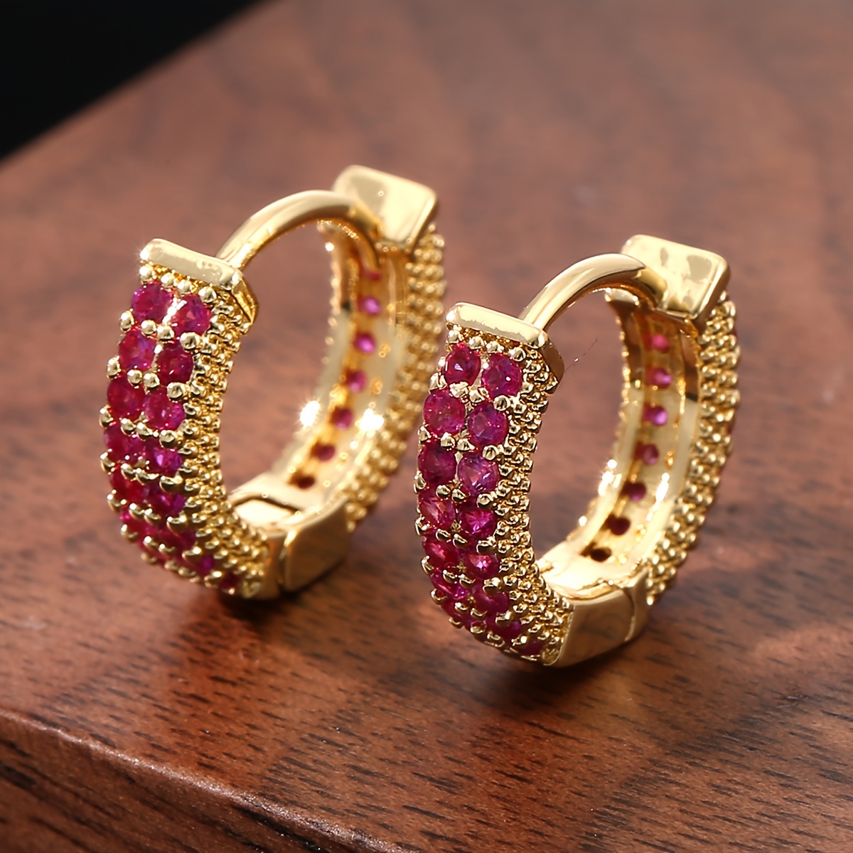 luxurious copper cubic zirconia colorful hoop earrings vintage inspired nickel free for casual attire gifting details 0
