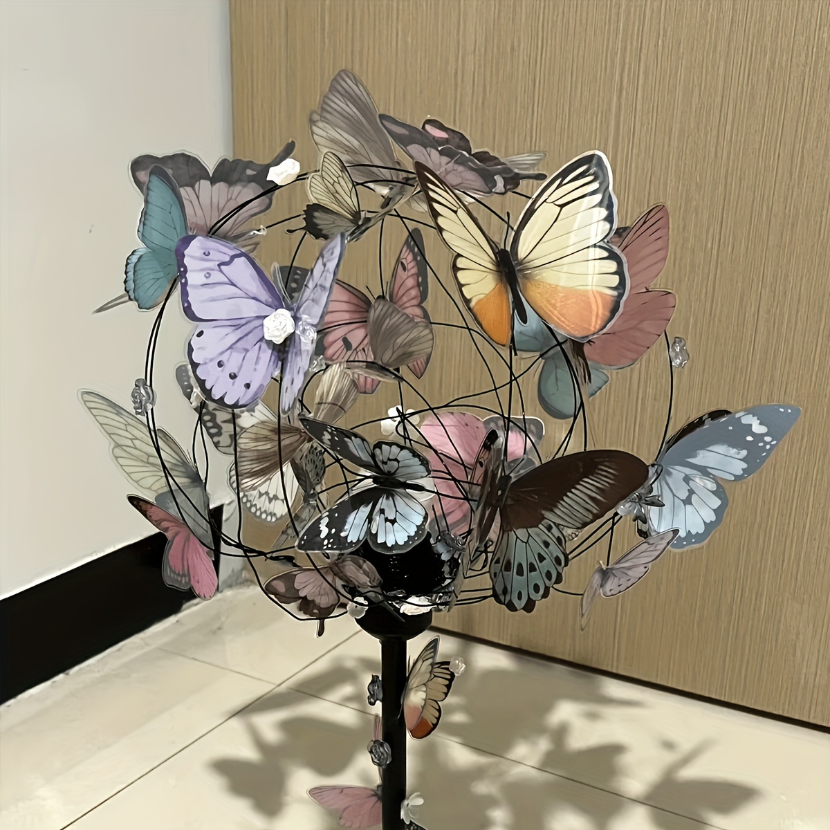 Autocollants muraux pour chambre à coucher - Fleurs colorées - Jolis papillons volants - Fleurs