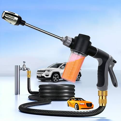 high pressure car wash sprayer with foam bottle versatile water gun for motorcycles home garden use durable long rod nozzle for cleaning and irrigation