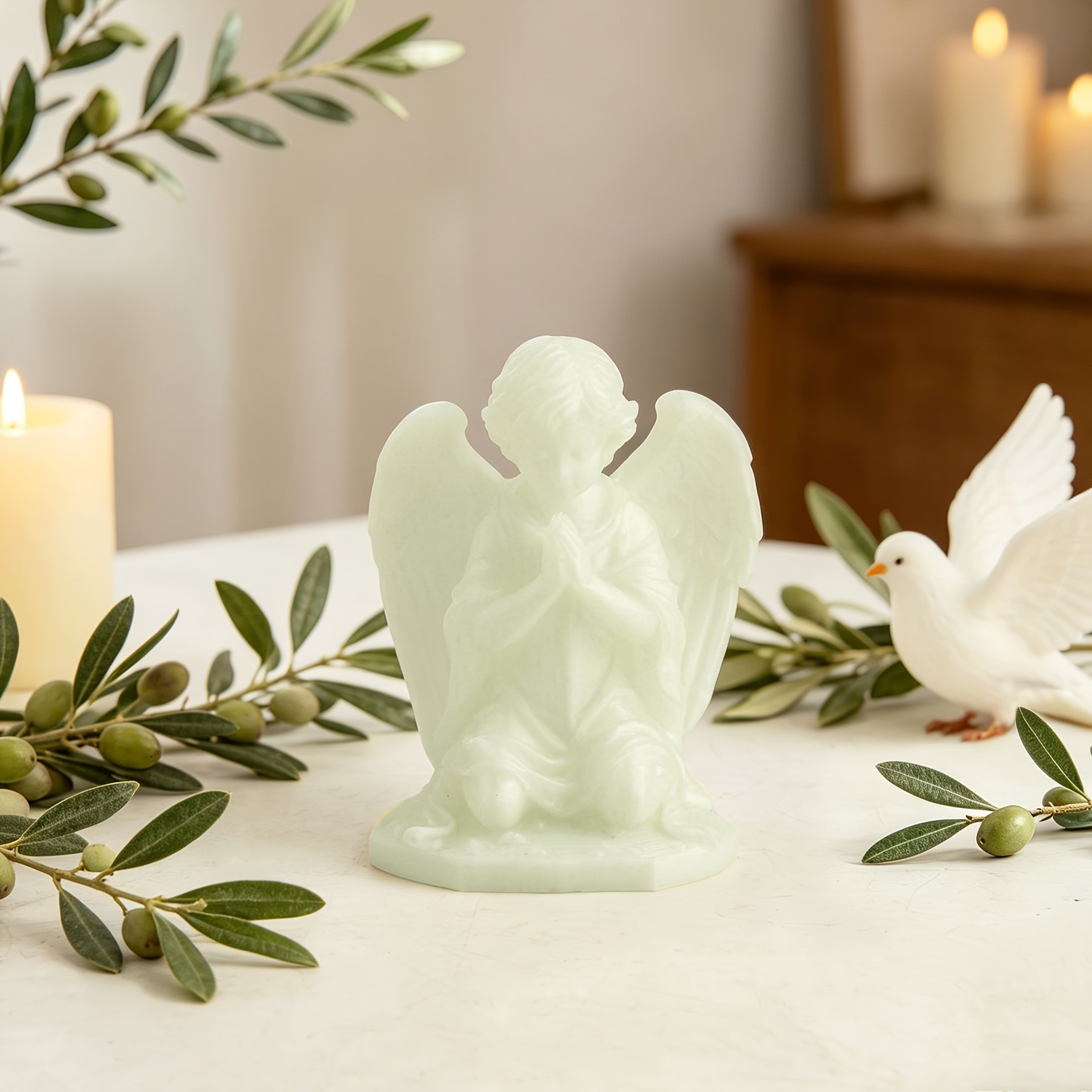 Luminous Praying Peace Figurine Statue - 3d Printed Glow Suitable For Decor, Room Ornament, Plastic Statue For Bedroom,,, Perfect Gift For Baptism, Christmas, Memorials & Housewarming (warm Ambiance)