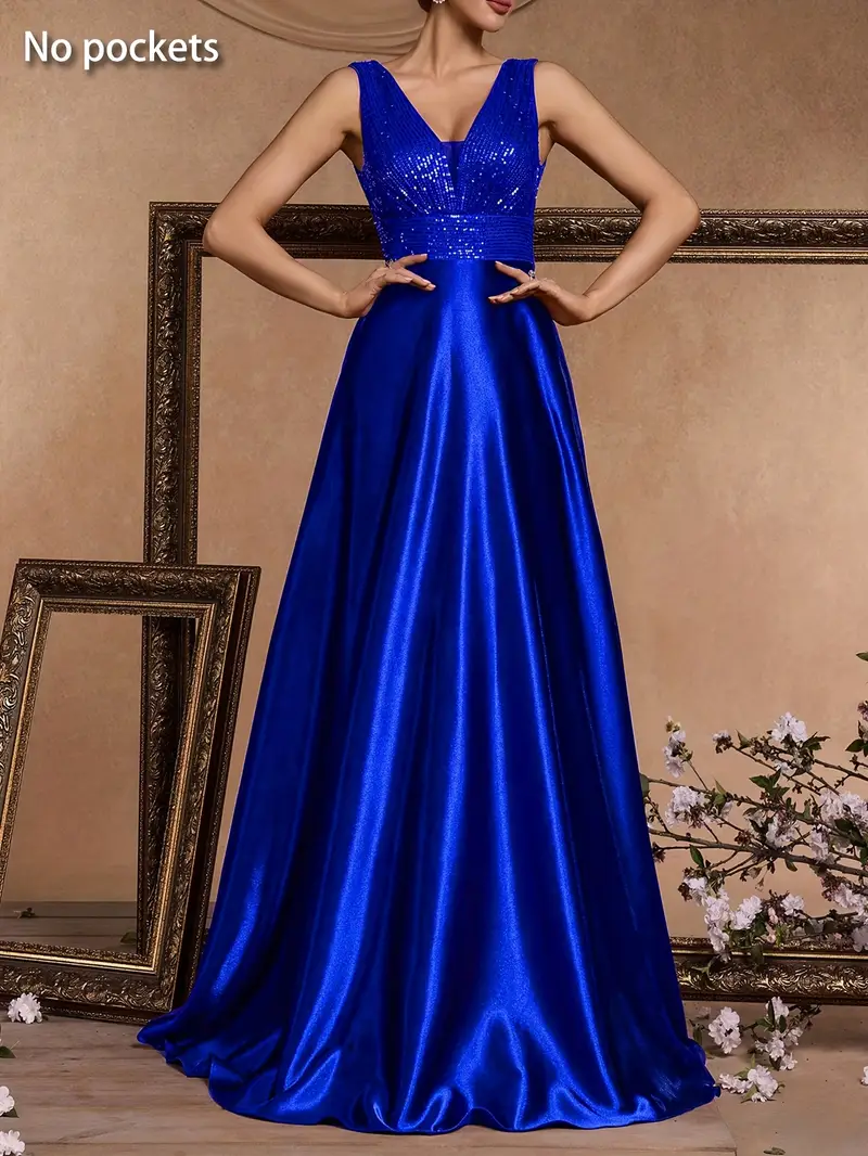 (No Pockets) V-Neck Sleeveless Sequined Elegant Dress Sparkling Outfit Wedding Prom Party Holiday Gown Evening Dress Formal Banquet Dress Women'S * Mother'S Graduation Dress Wedding Wedding Guest ... (No Pockets) V-Neck Sleeveless Sequined Elegant Dress Sparkling Outfit Wedding Prom Party Holiday Gown Evening Dress Formal Banquet Dress Women'S * Mother'S Graduation Dress Wedding Wedding Guest ...