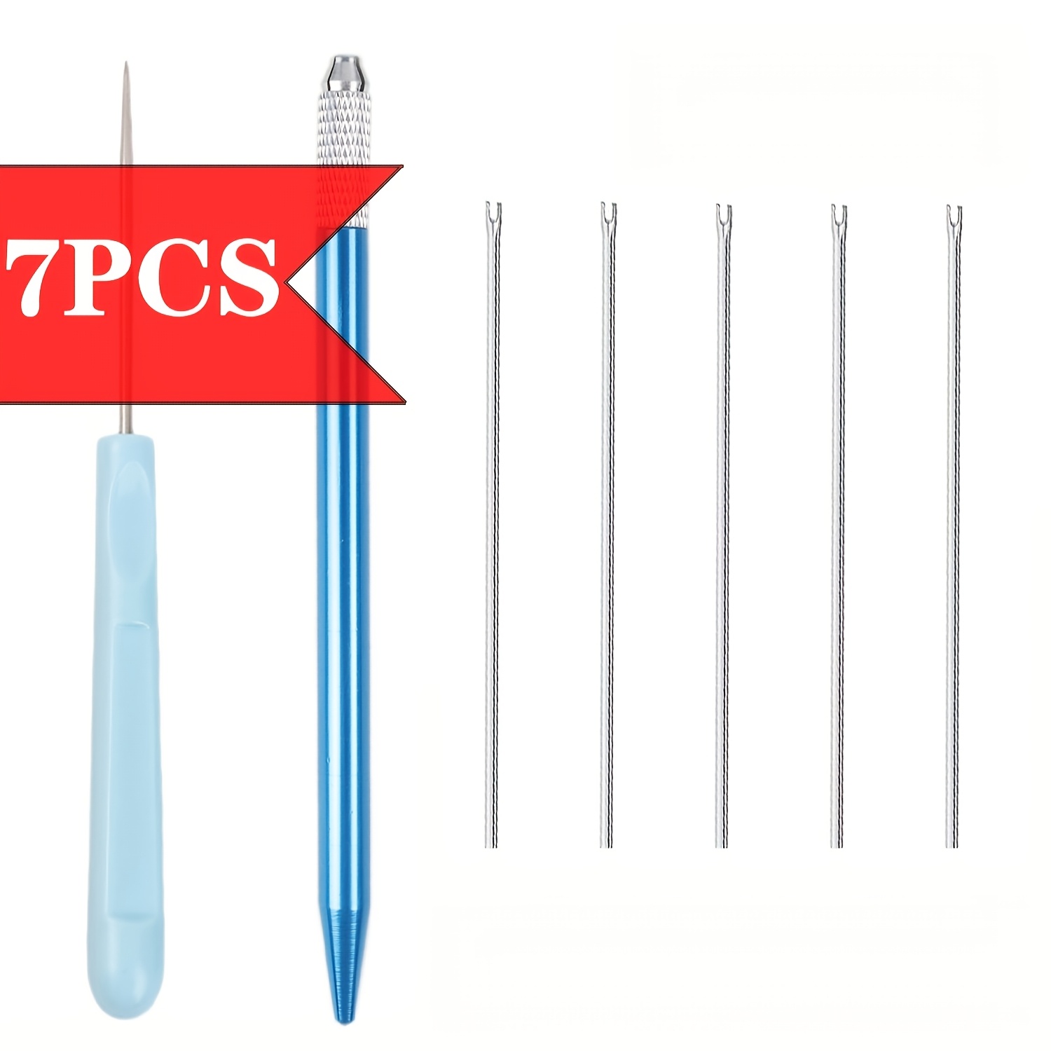 TEMU 7pcs Set Of Metal Hair Tools, With Thicknesses Of 0.8 Mm And 0.6 Mm Respectively, Hair Needle Tool Additions For , And A Of Hair Hook Production