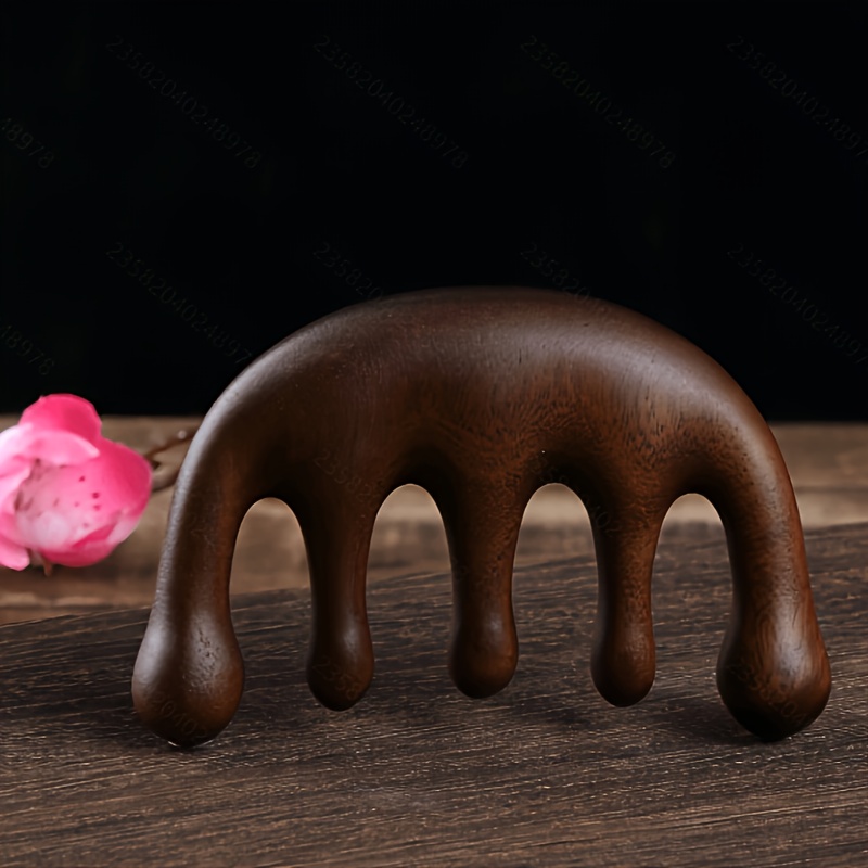 1 peine de masaje de estilo chino antiguo, adecuado para el cuero cabelludo y el cuello, con un diseño de cinco dedos, cinco dientes y bolas redondas para el Black Friday