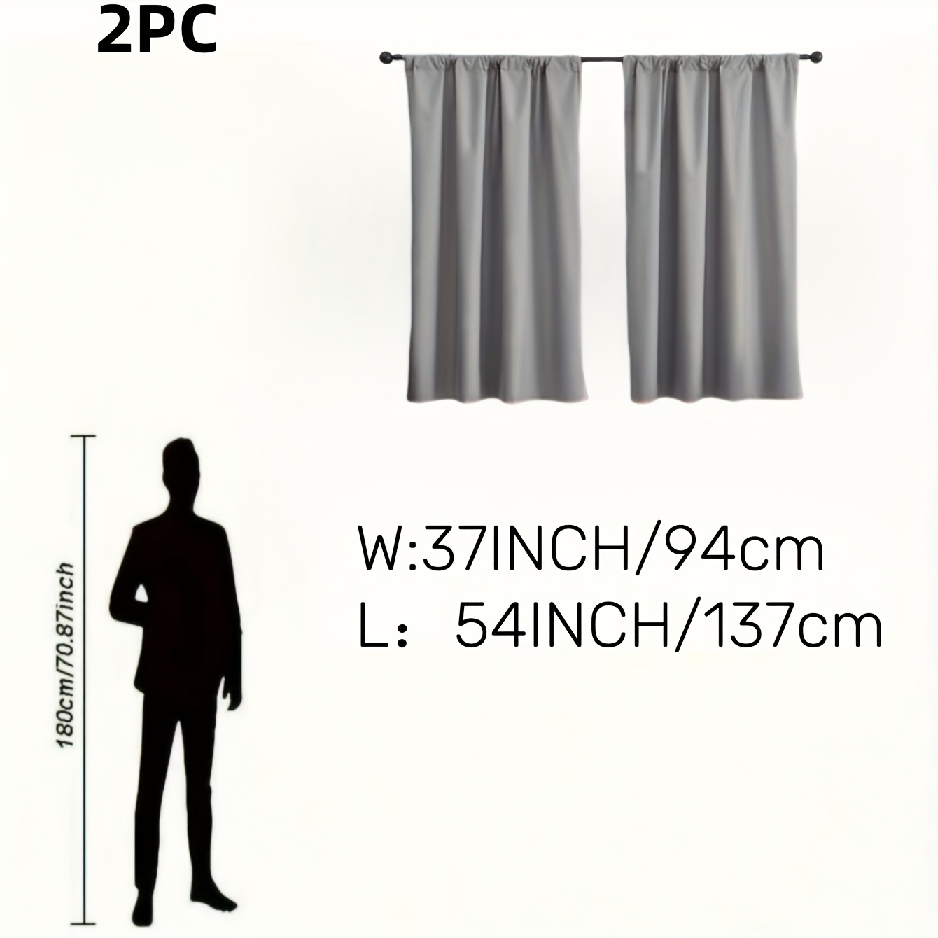 TEMU 2er-Set, 100% Verdunkelungs-Sonnenschutzvorhänge, Machen das Zimmer dunkel, Unifarbenes Polyester-Material mit Filmfutter, Leicht, Top-Stangen-,