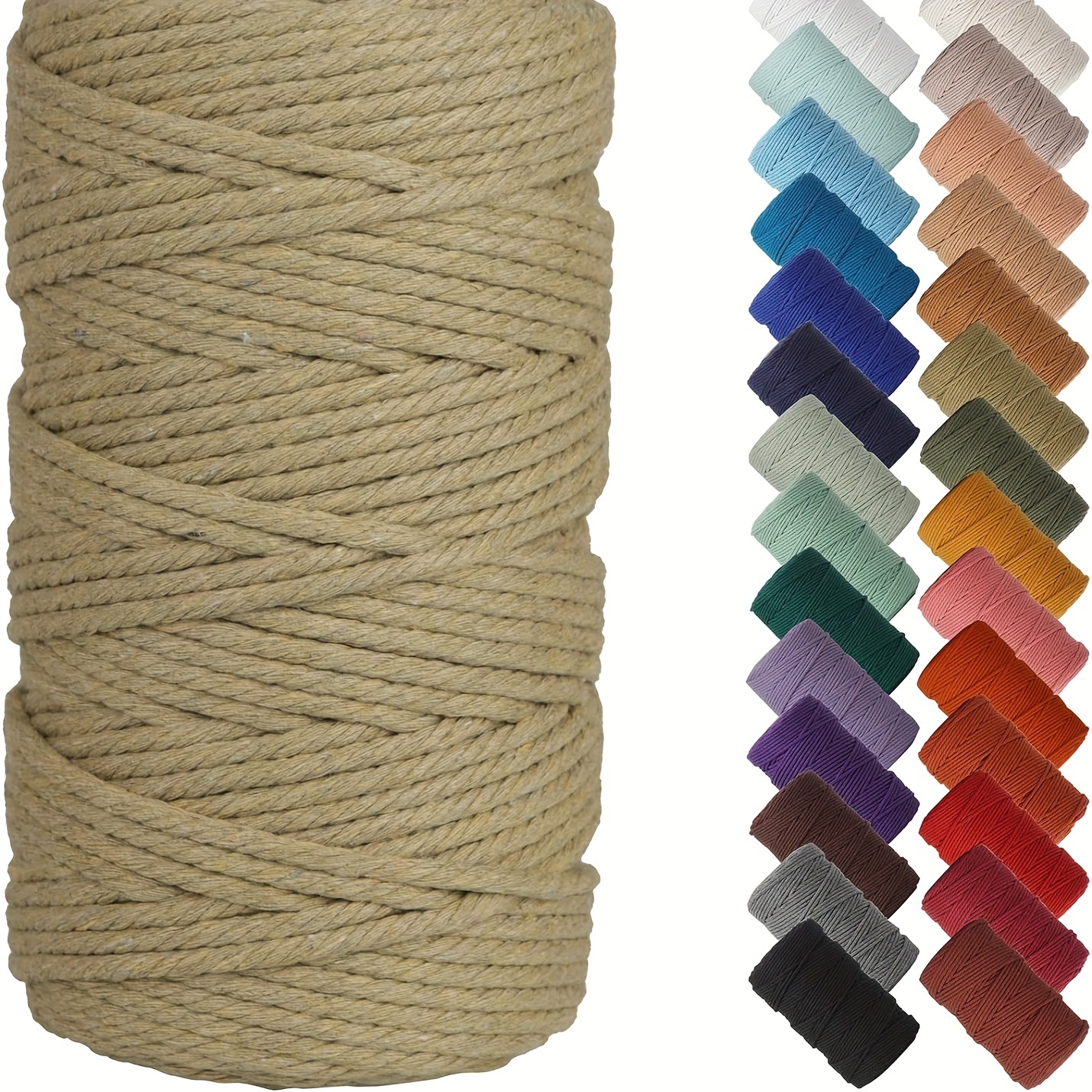 Cotton Macrame Cord Colorful Cords Beige Twisted Craft - Temu