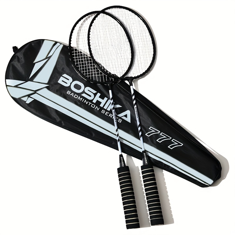 2pcs boshka professional badminton rackets iron alloy large ideal for advanced training outdoor sports carrying case perfect christmas new year gift badminton training aerodynamic frame graphite handle grip best for christmas details 2