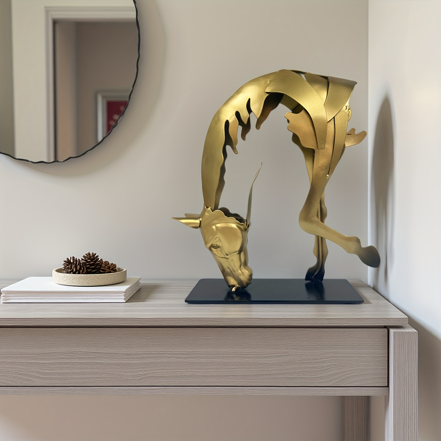 A Handcrafted Metal Horse Statue, a Unique Decorative Piece for The Desk, Suitable for The Living Room, Study, Or Office