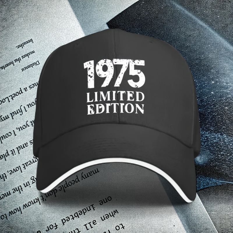TEMU 1pc, Adjustable Sandwich Cap With '1975 Edition' Design, Lightweight Printed Craft Women's Hat, '1975 Edition Vintage Trendy Men's Cap', Ideal