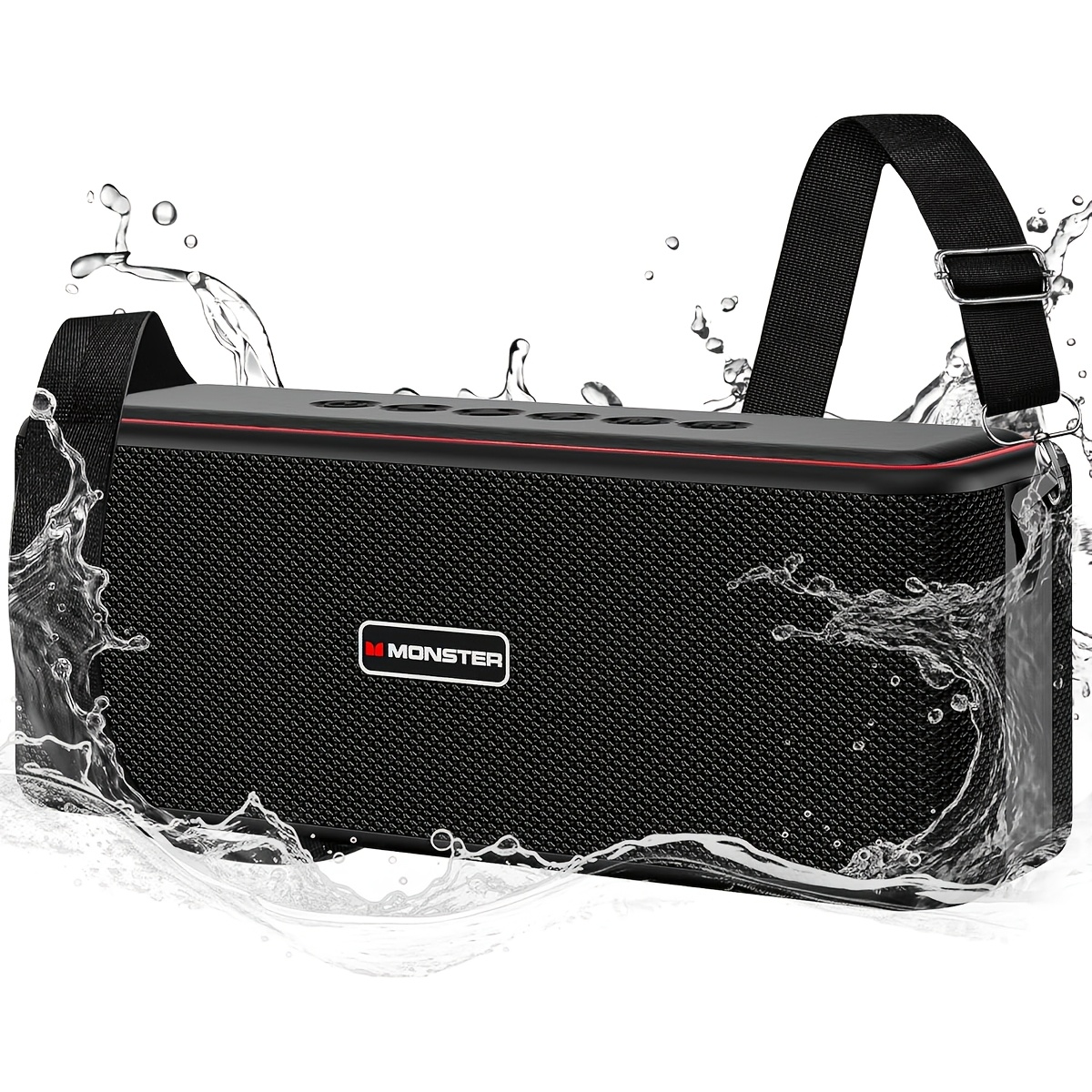 TEMU Haut-parleur portable fil Monster, comprend un ceinture d'épaule, un subwoofer haute puissance de 80 W, un haut-parleur fil portable Tws, une