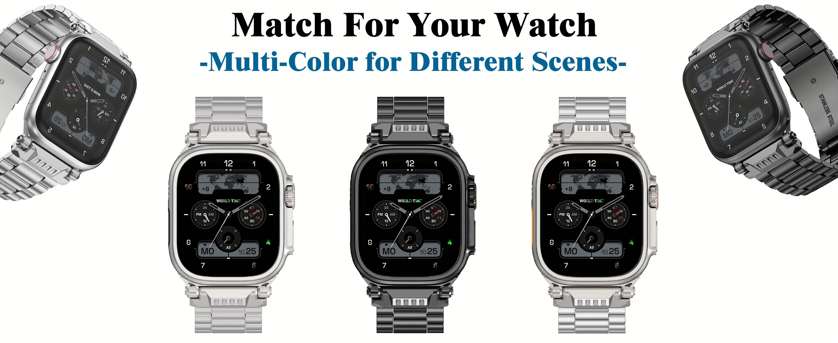 Premium Stainless Steel Band for Apple Watch - Compatible with Ultra 3/2/1 (49mm), Series 11/10-46mm S9/8/7 (45mm), Series 6/5/4/SE (44mm) | Men's Luxury Metal Strap