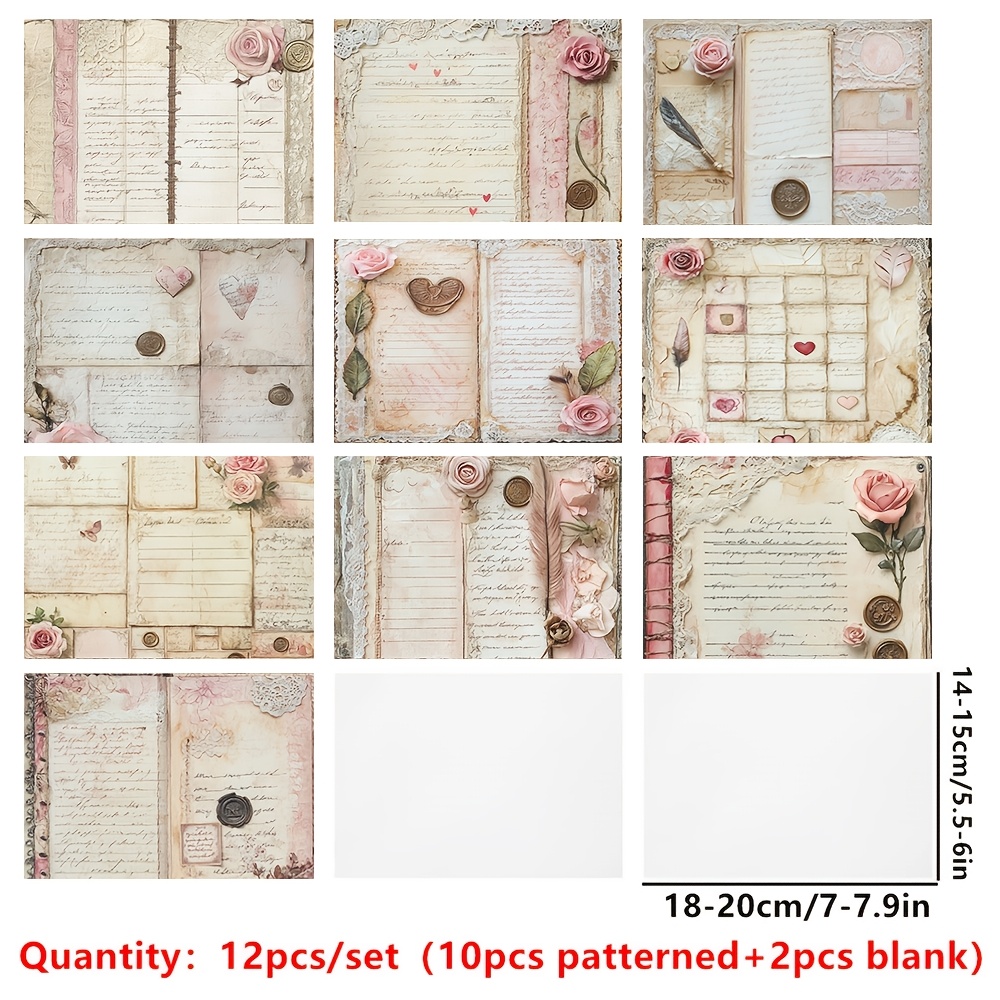 E-shop 12 Blatt rosa Umschlag-Blumen-Abreiß-Seidenpapier, 2D flache kreative DIY-Aufkleber für Scrapbooking, Tagebücher, Notizbücher, Fotoalben,