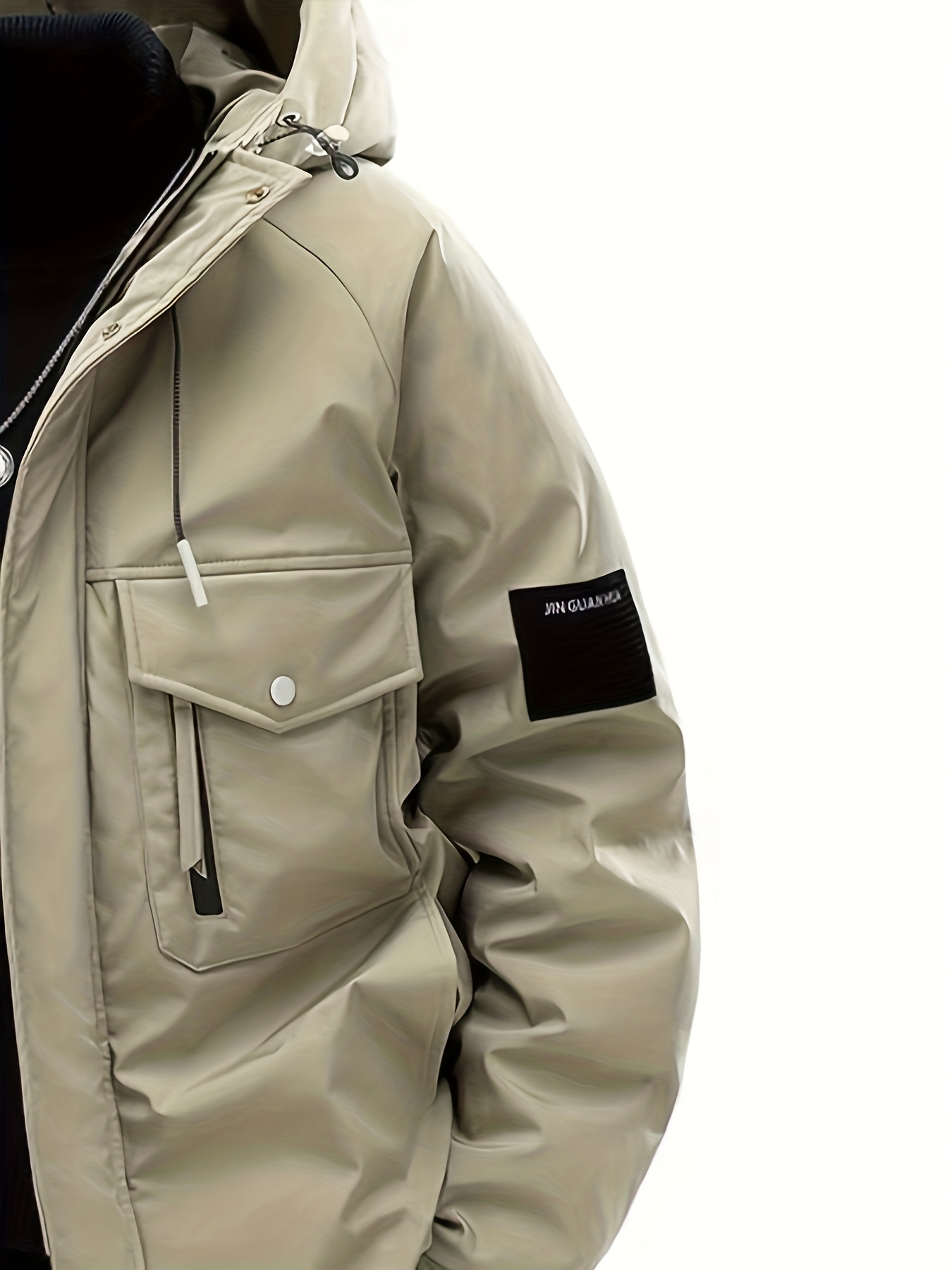 Men's Plus Size Warm Hooded Drawstring Jacket