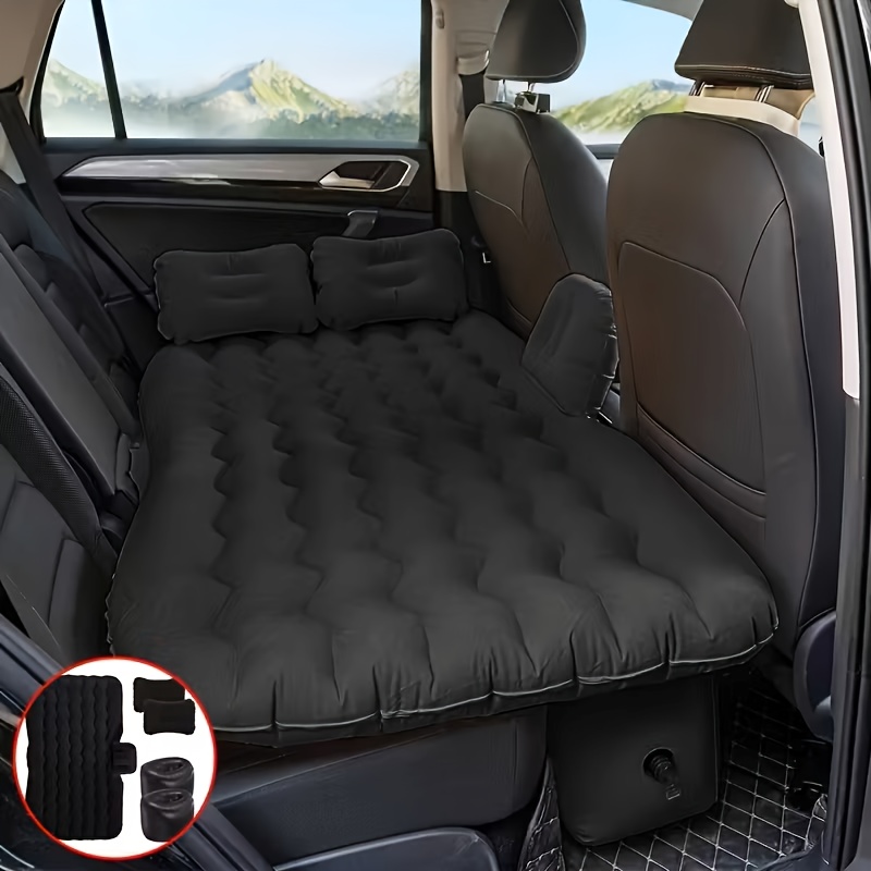 Premium Blue Gray And Beige Black Portable Inflatable Car Mattress, Car Beds For Vehicles, PVC Material, Suitable For Backseat Sleeping, Outdoor Camping Picnic Travel Cushion Bed, Car Accessories For Men