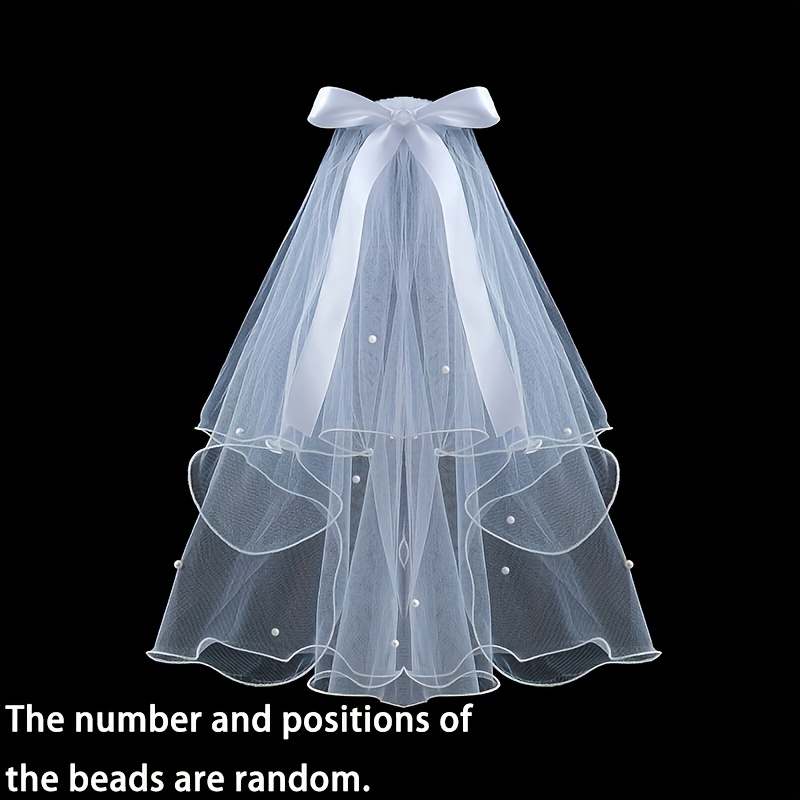 Image of A Double Bow Ribbon Veil Birthday Party Gift Graduation Photo Photo Prop