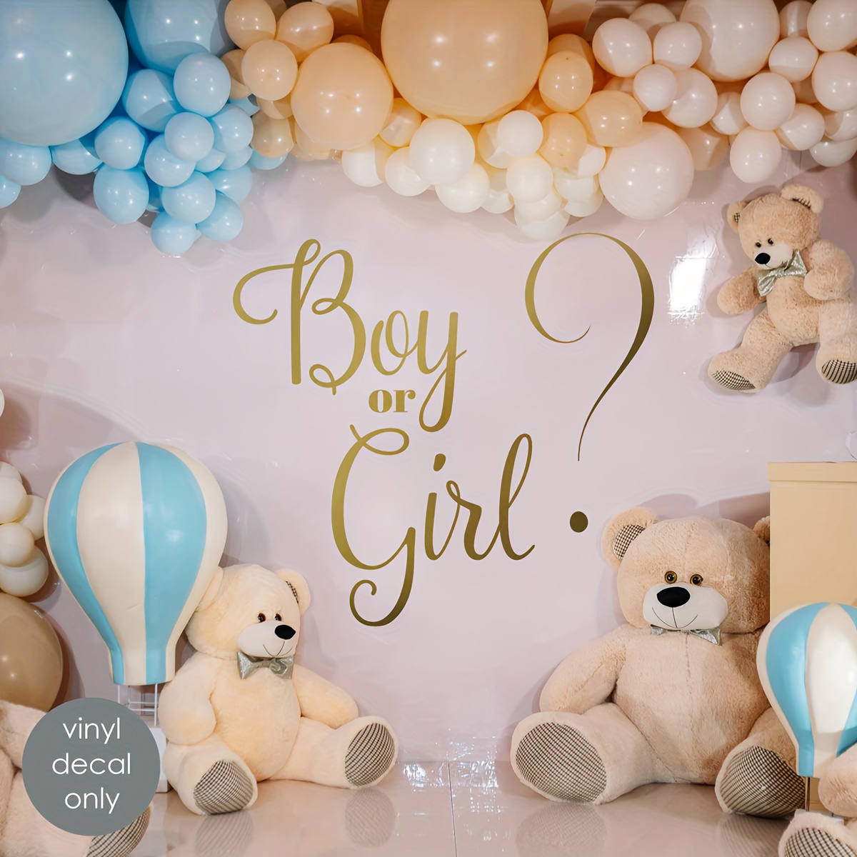 Gender Reveal Party Wall Stickers, Celebration Background Word Decorative Sticker