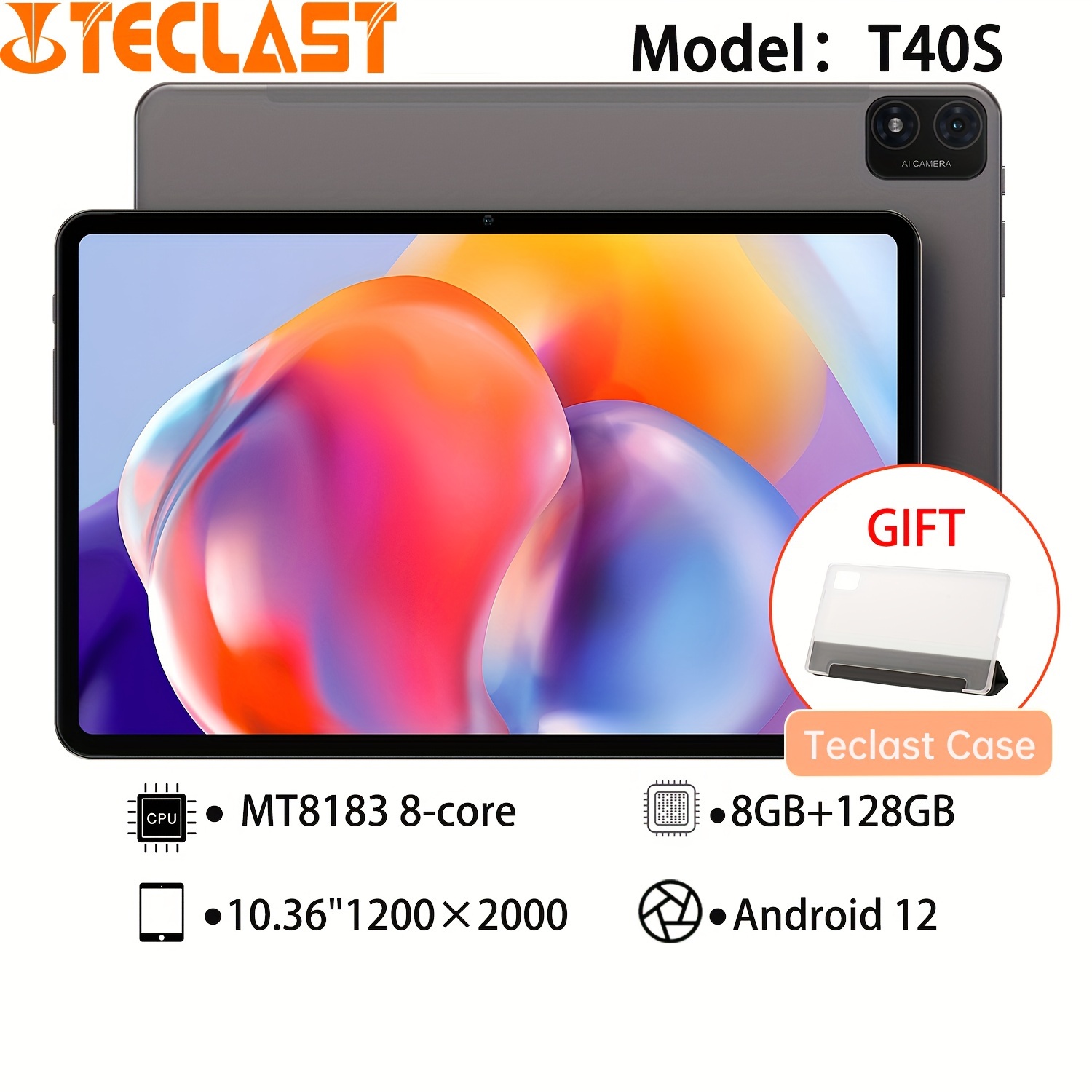 Teclast T60 Android 13 12 inch Tablet, UNISOC T616 Octa-Core Processor,  16GB RAM 256G SSD 