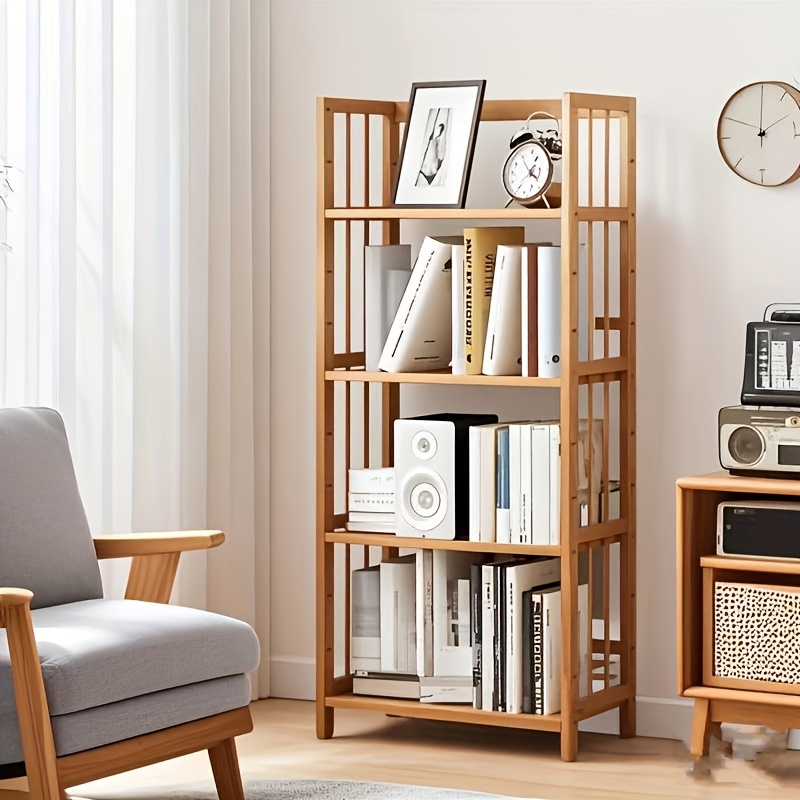 TEMU 5/4 Tier Heavy-duty Bamboo Shelving Unit With Wood Suitable For Home, Office, Garage Storage Rack - Freestanding Tool Shelf, Kitchen Organizer,