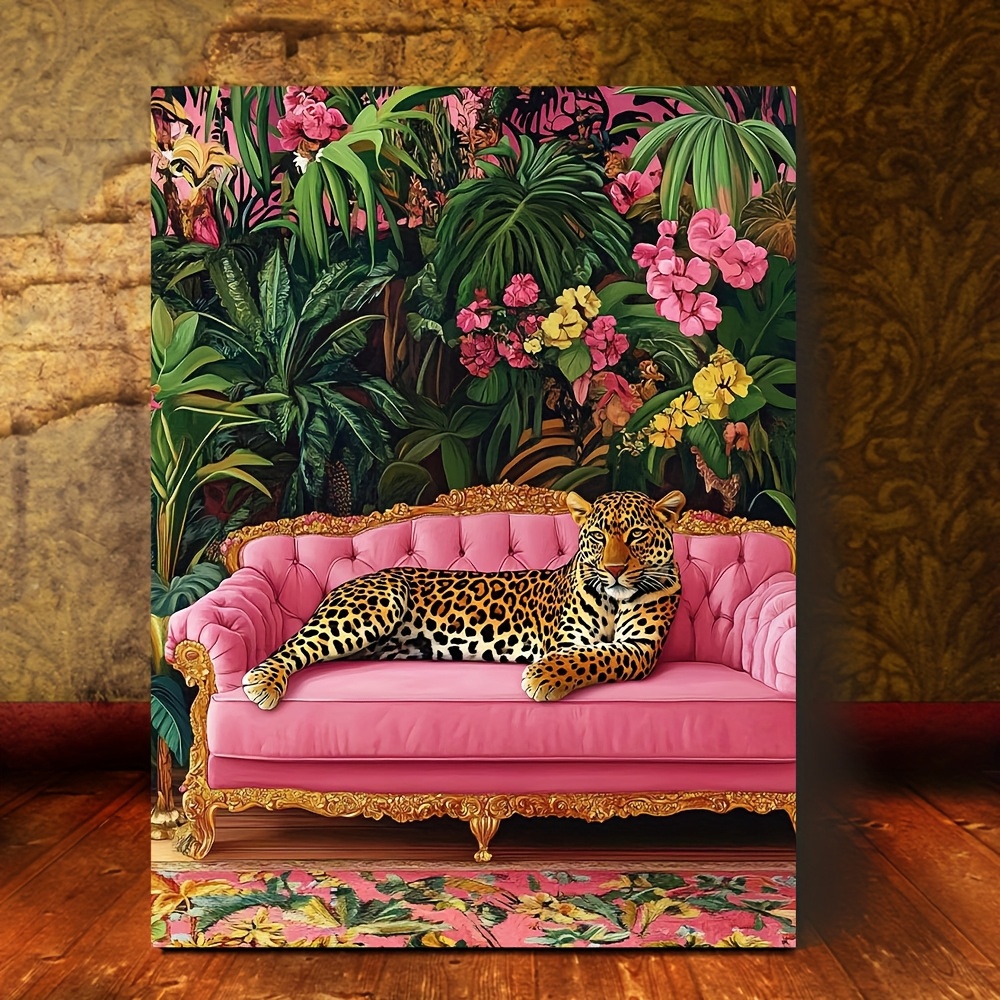 TEMU 2d Flat, 2d Flat, 1pc, Wooden Frame, Includes Frame, 11, 8x15, 7 Inches, Style Leopard, Mural Frame Artwork, Ideal For Farmhouse Decor, Wall Art