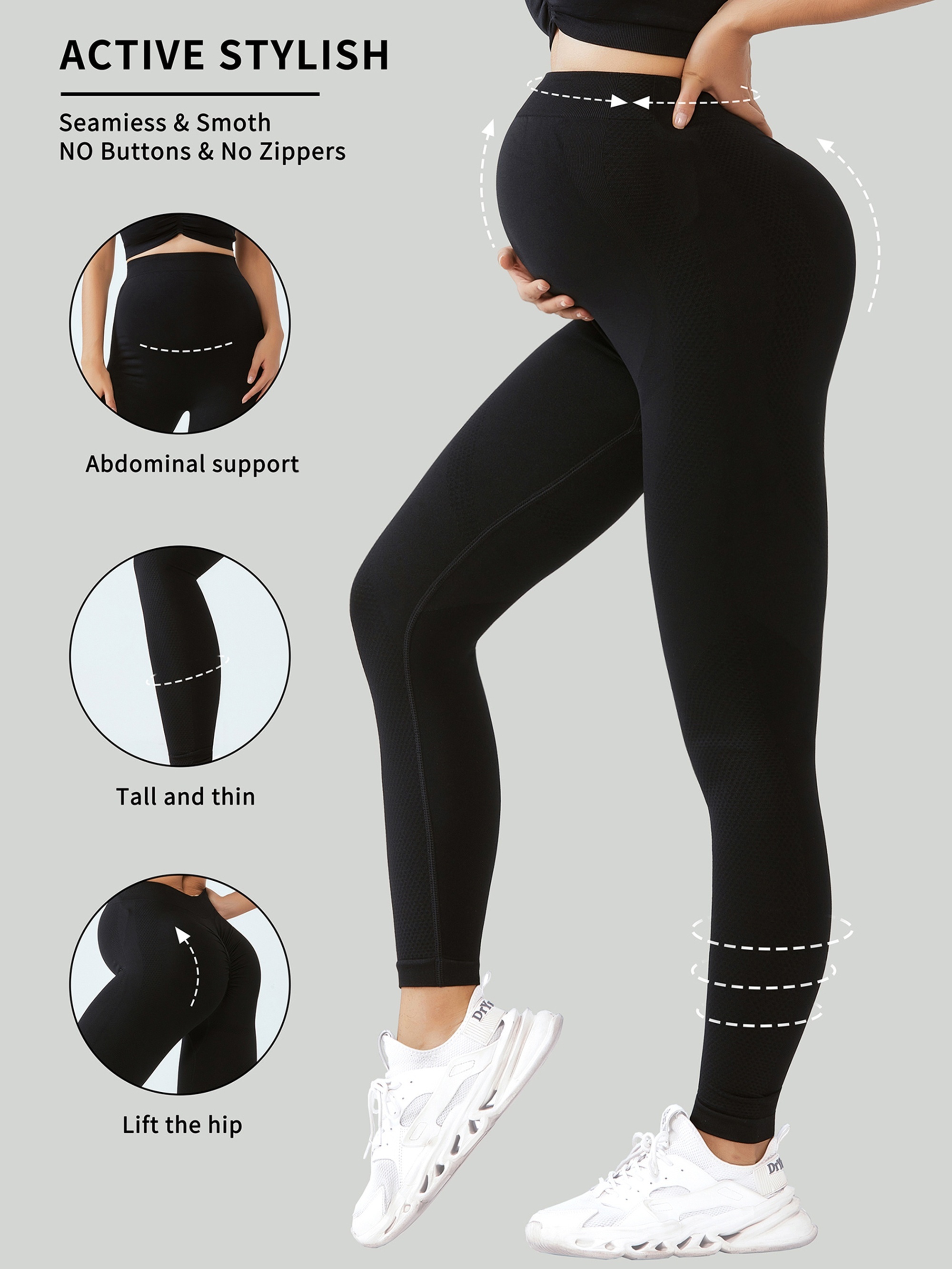 New Pregnant Women's Sports Fitness Pants - Hollowed Out Skin-friendly  High-waisted Comfortable Shaping Tight Yoga Fitness Pants - Women's Leggings