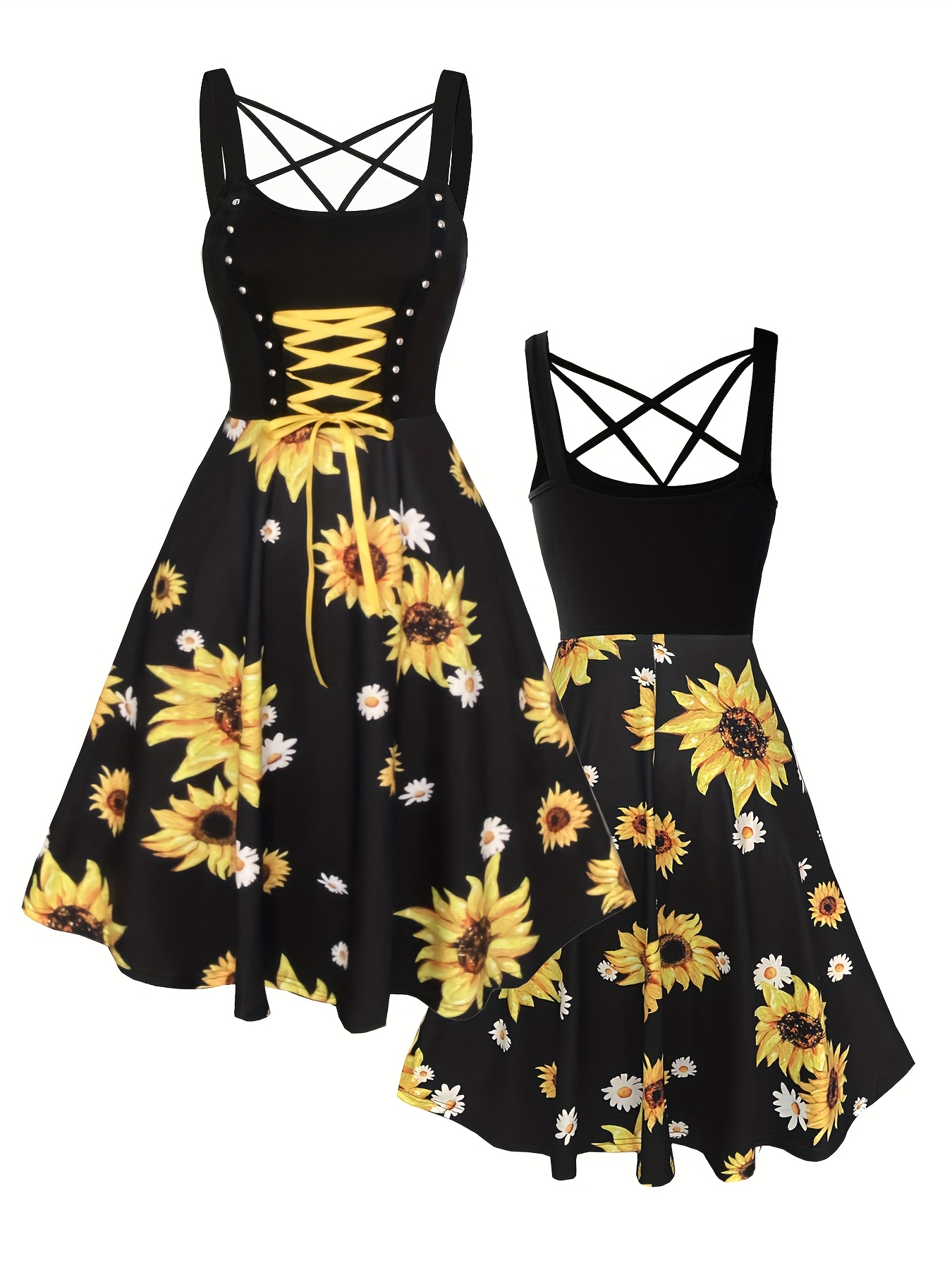 【新品タグ付き】 Sunflower-Printed Midi Dress XS f71443e3-7048-4106-ac98-
