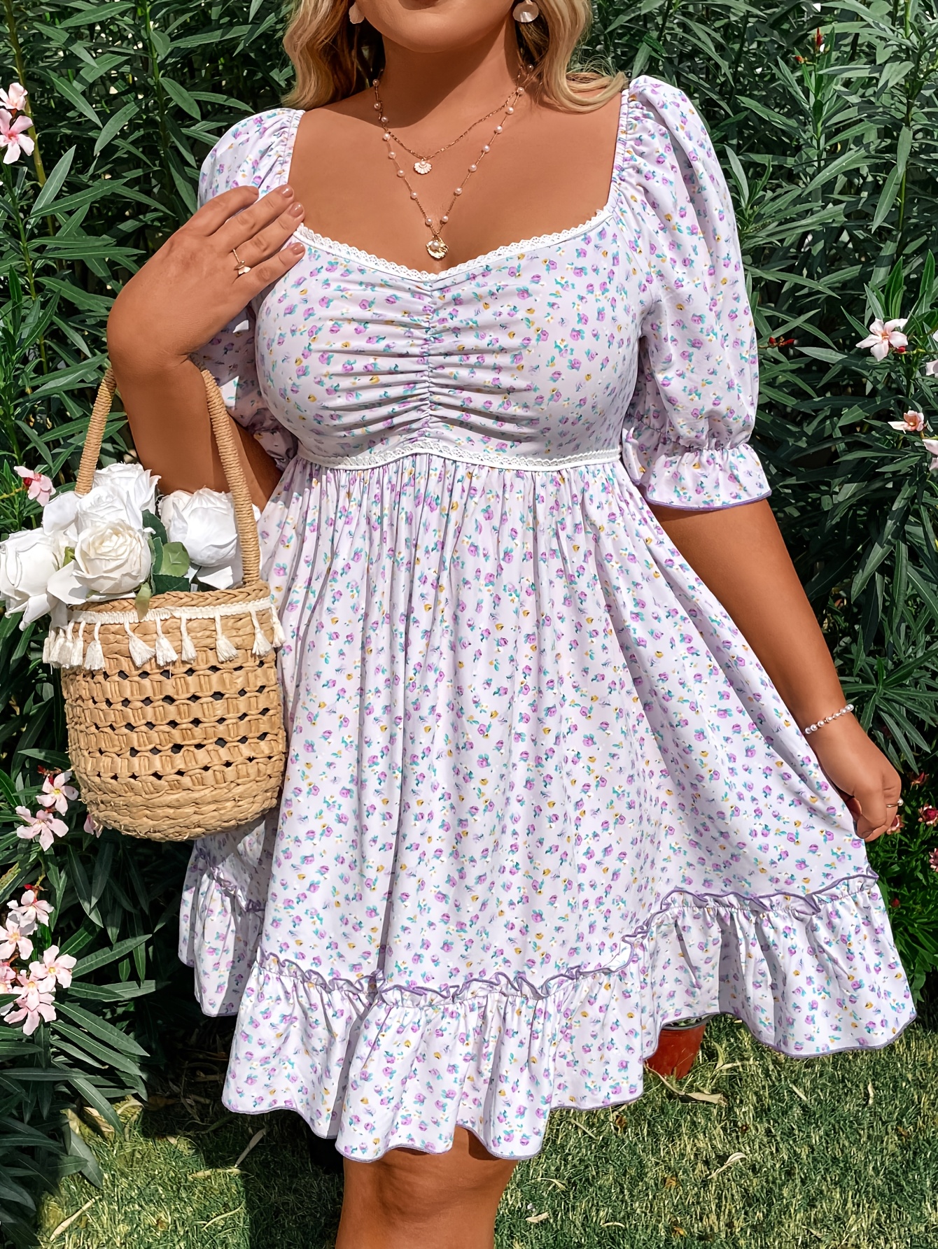 open lace back dress Pink Layered Maxi Dress Short Sleeve main image 0