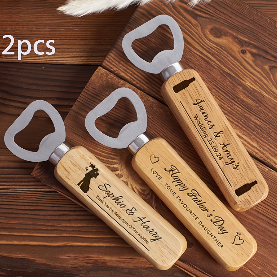 TEMU Personalized Engravable Wooden Opener - Custom Name/date/message - Wood With Engravable Suitable For Baptism Godparent Gifts, Wedding Favors,