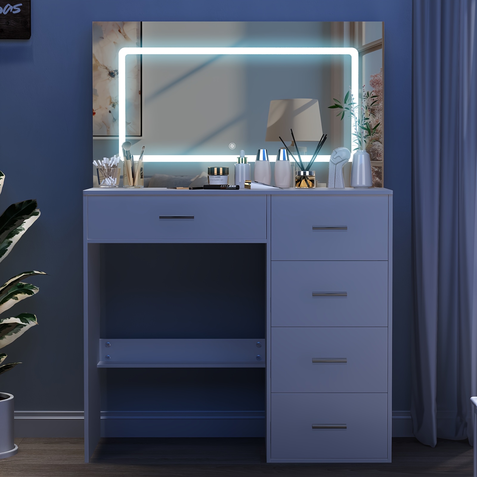 Makeup Vanity with Mirror and 3 Lighting Modes, 5 Drawers