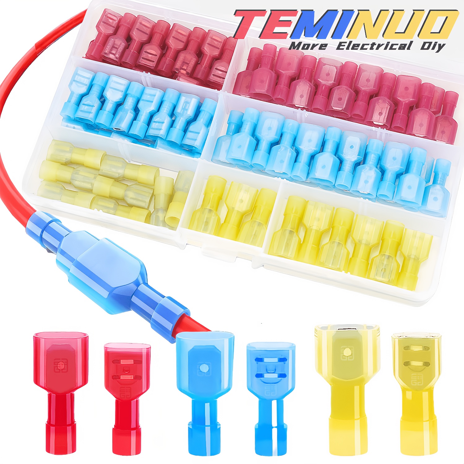TEMU 110/90/70 pz Connettori a Spina a in Nylon, Terminali Elettrici a Crimpare e con 22 AWG, Completamente Isolati, per Cablaggio Cassa Acustica
