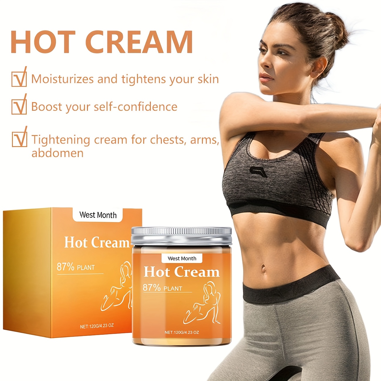 of hot cream designed for   men and women this lotion enhances exercise by promoting sweat it provides long lasting moisture and   the skin on   thighs and the abdomen making it suitable for   skin type Product details 0